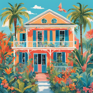 Florida House with Garden in Spring